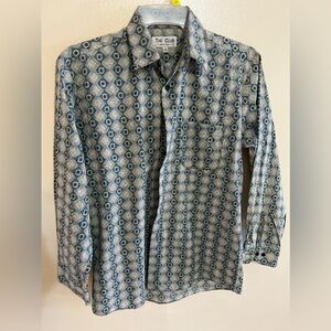 Club Room  Marco Polo .Dress Shirt Mens Medium 15-15 1/2 Beige & Green